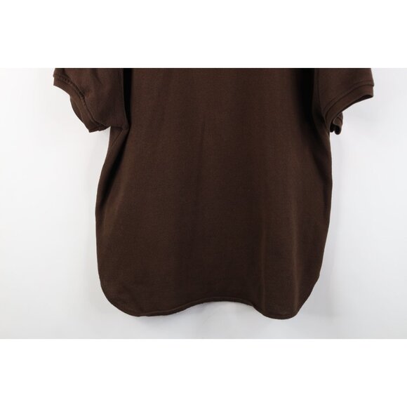Vintage 90s Express Womens Small Faded Blank Baggy Fit Thermal Knit Polo Brown - Picture 3 of 12
